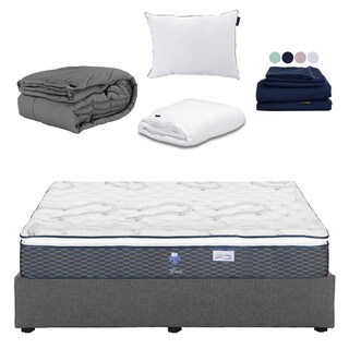 Foto 1 | Colchón Srpring Air Dover King Size + Base Cama Gris Oscuro + Protector Cloud + Sábanas Softy + Edredón Homy