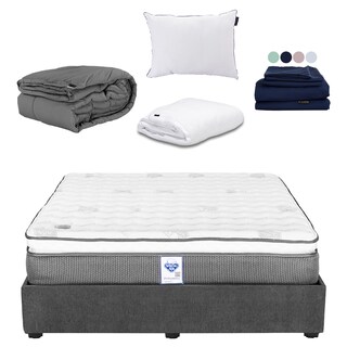Foto 1 | Colchón Srpring Air Phantom King Size + Base Cama Gris Carbon + Protector Cloud + Sábanas Softy + Edredón Homy