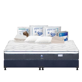 Foto 1 | Colchón Spring Air Dover King Size + Box Dicasa Color Azul+ 2 Almohadas Osos + Protector Ultra + Sábanas Basic