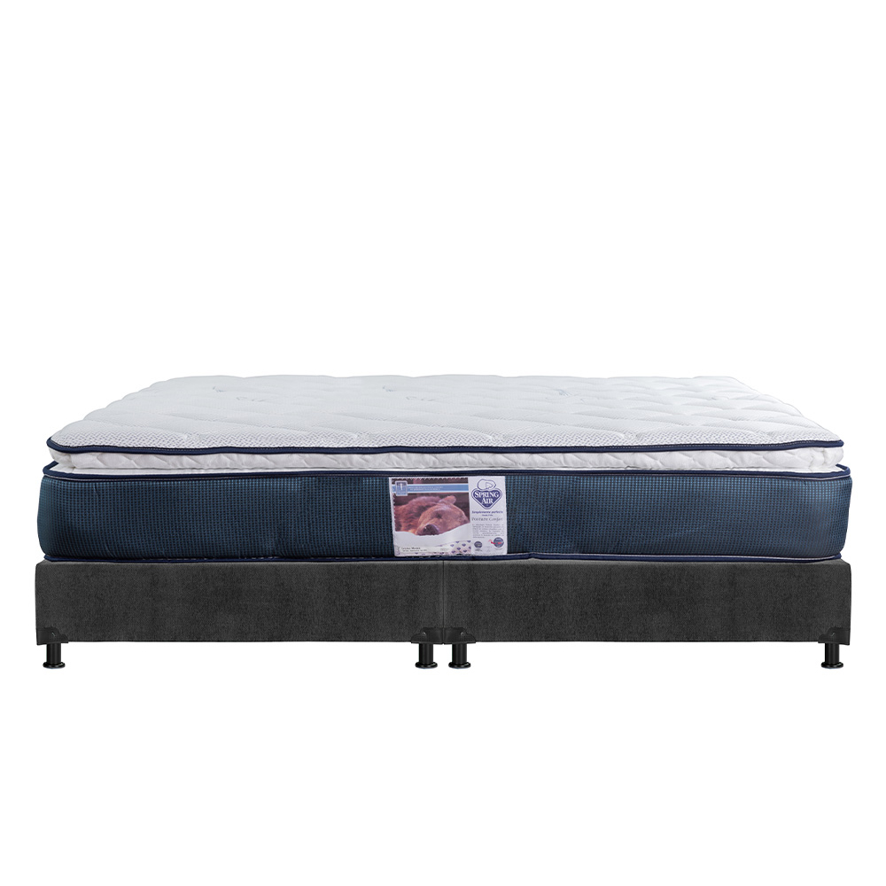 Foto 2 | Colchón Spring Air Mónaco King Size + Box Color Gris + 2 Almohadas Osos + Protector Ultra + Sábanas Basic