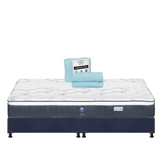 Foto 1 | Colchón Spring Air Dover King Size + Box Dicasa Color Azul + Sábanas Trinity