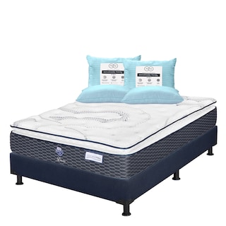 Foto 1 | Colchón Spring Air Dover Matrimonial + Box Dicasa Color Azul + 2 Almohadas Trinity