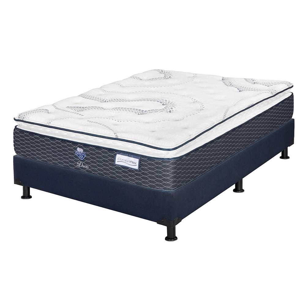 Foto 4 pulgar | Colchón Spring Air Dover King Size + Box Dicasa Color Azul + 2 Almohadas Trinity + Protector Trinity