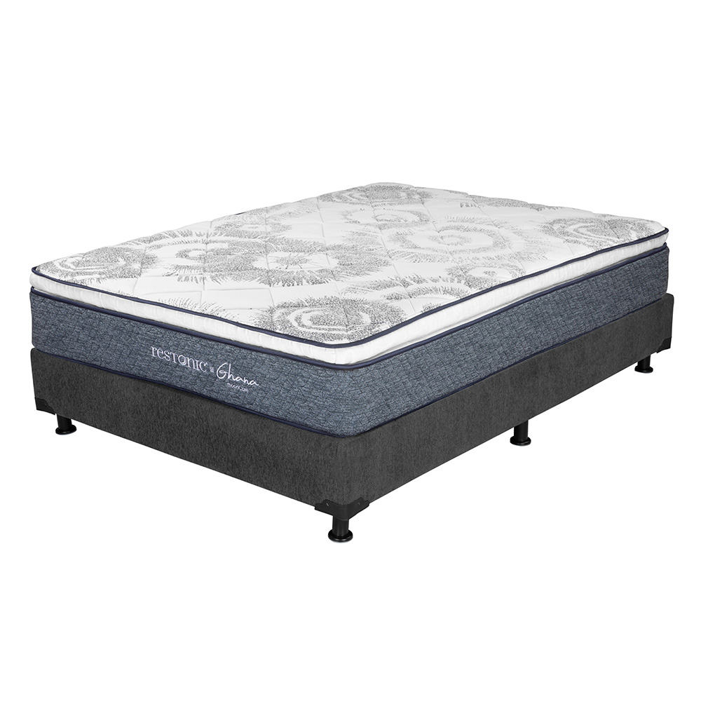 Foto 3 | Colchón Restonic Ghana + Box Dicasa Color Gris Queen Size + 2 Almohadas Osos + Protector Ultra + Sábanas Basic