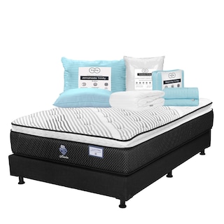 Foto 1 | Colchón Spring Air Alaska + Box Dicasa Color Negro Queen Size + Almohada Trinity + Protector Trinity + Sábanas Trinity