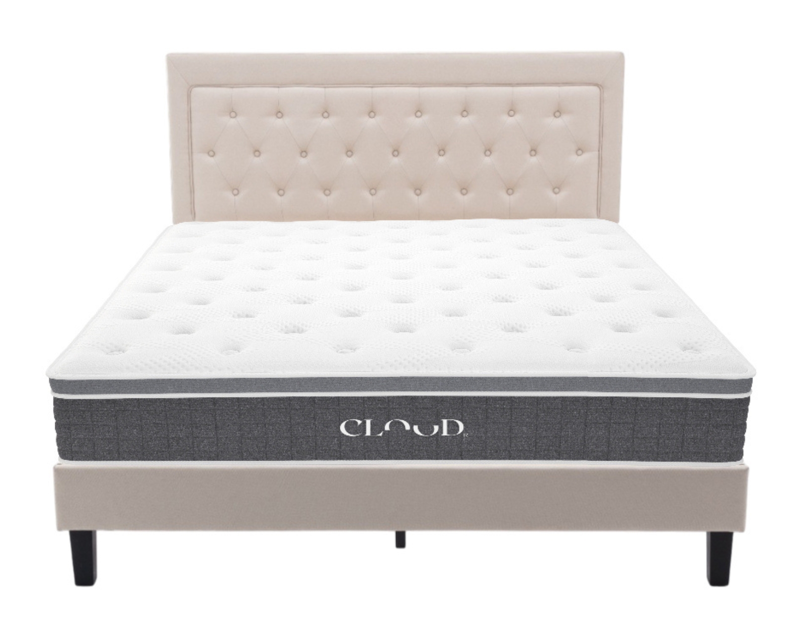 Foto 1 | Colchón Queen size + Cama Beige | Set Cloud Pro Linen | Cama Completa