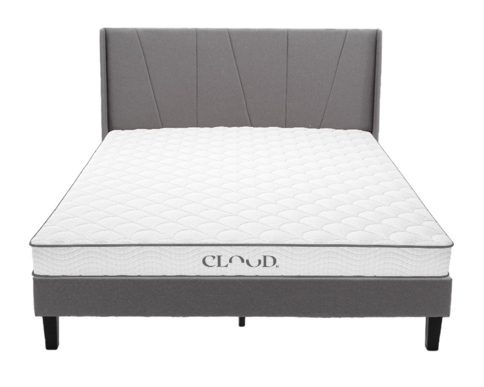 Colchón Individual + Cama Gris | Set Cloud Eco Cambridge | Cama Completa