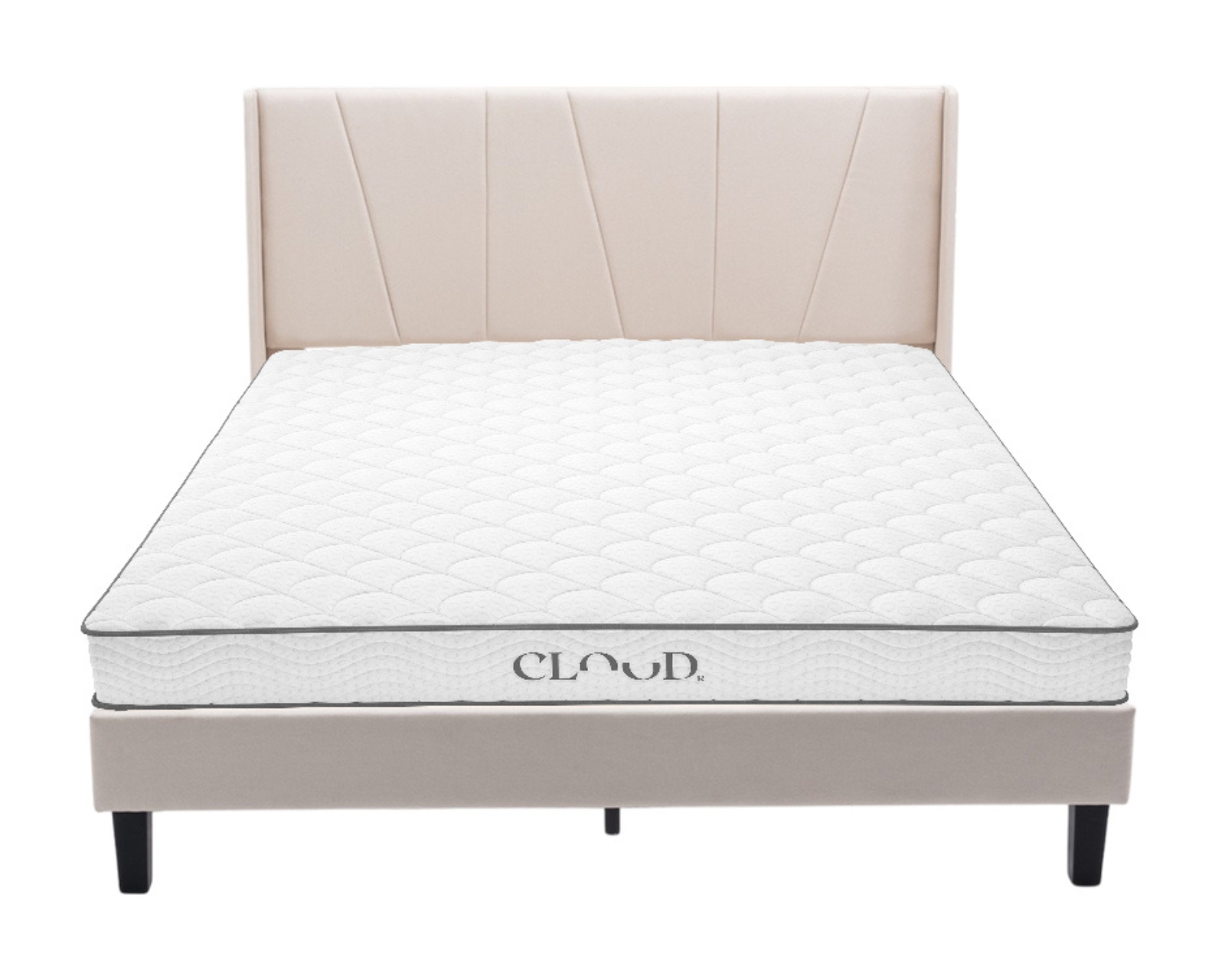 Colchón Queen size + Cama Beige | Set Cloud Eco Cambridge | Cama Completa