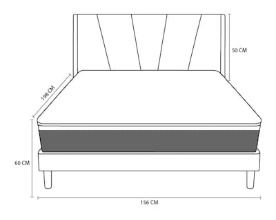 Foto 8 | Colchón Queen size + Cama Gris| Set Cloud Pro Cambridge | Cama Completa