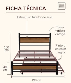 Foto 3 | Base Individual Metalica Minimalista + Cama Corrediza