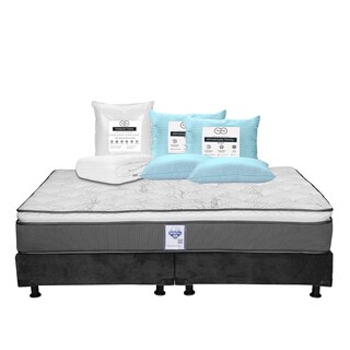 Foto 1 | Colchón Spring Air Prestige + Box Dicasa Color Gris King Size + 2 Almohadas Trinity + Protector Trinity