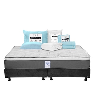 Foto 1 | Colchón Spring Air Prestige + Box Dicasa Color Gris King Size + Almohada Trinity + Protector Trinity + Sábanas Trinity