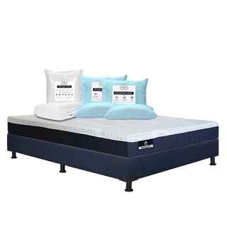 Foto 1 | Colchón Spring Air Therapy + Box Dicasa Color Azul Queen Size + 2 Almohadas Trinity + Protector Trinity