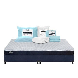 Foto 1 | Colchón Spring Air Therapy + Box Dicasa Color Azul King Size + Almohada Trinity + Protector Trinity + Sábanas Trinity