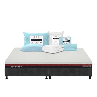 Foto 1 | Colchón Restonic Roll + Box Dicasa Color Gris King Size + Almohada Trinity + Protector Trinity + Sábanas Trinity