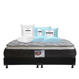 Foto 1 | Colchón Spring Air Omega + Box Dicasa Negro King Size + 2 Almohadas Trinity + Protector Trinity