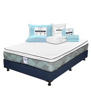 Foto 1 | Colchón Spring Air Baggio + Box Dicasa Azul Matrimonial + Almohada Trinity + Protector Trinity + Sábanas Trinity