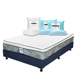 Foto 1 | Colchón Spring Air Baggio + Box Dicasa Azul Matrimonial + 2 Almohadas Trinity + Protector Trinity
