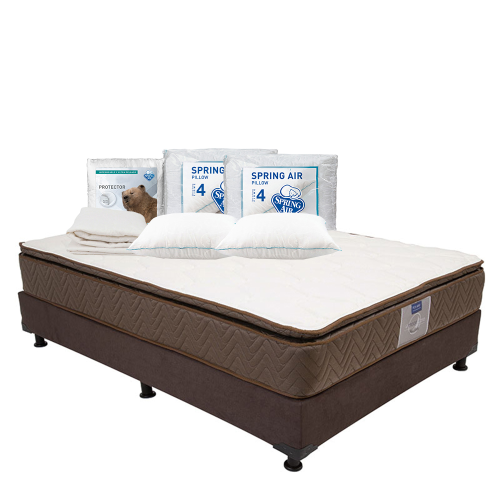 Foto 1 | Colchón Restonic Nautilus +box Dicasa Chocolate Matrimonial + 2 Almohadas Osos + Protector Ultra