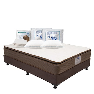 Foto 1 | Colchón Restonic Nautilus + Box Dicasa Chocolate Queen Size + 2 Almohadas Osos + Protector Ultra