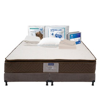 Foto 1 | Colchón Restonic Nautilus + Box Dicasa Color Chocolate King Size + Almohada Osos + Protector Ultra + Sábanas Basic