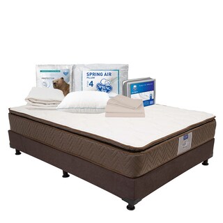 Foto 1 | Colchón Restonic Nautilus + Box Dicasa Color Chocolate Queen Size + Almohada Osos + Protector Ultra + Sábanas Basic