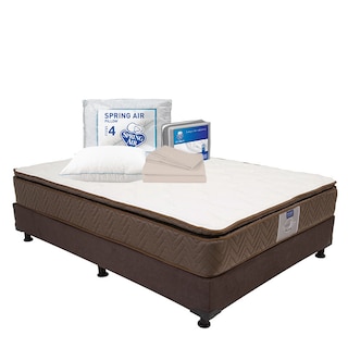 Foto 1 | Colchón Restonic Nautilus + Box Dicasa Color Chocolate Matrimonial + Almohada Osos + Sábanas Basic