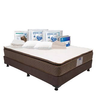 Foto 1 | Colchón Restonic Nautilus + Box Dicasa Color Chocolate Queen Size + 2 Almohadas Osos + Protector Ultra + Sábanas Basic