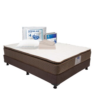 Foto 1 | Colchón Restonic Nautilus + Box Dicasa Color Chocolate Individual + Almohada Osos + Sábanas Basic