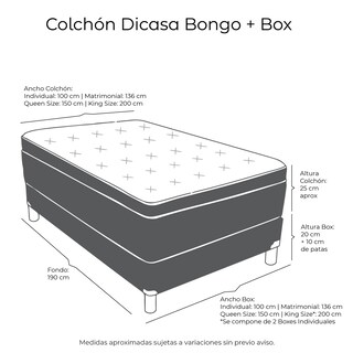 Foto 5 | Colchón Restonic Bongo Matrimonial + Box Dicasa Azul