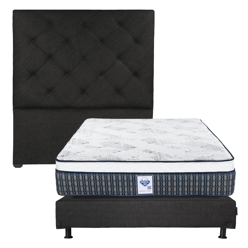 Foto 1 | Cabecera Dicasa Ikki Queen Size Negro+box Dicasa Queen Size  Negro+colchón Spring Air Cardona