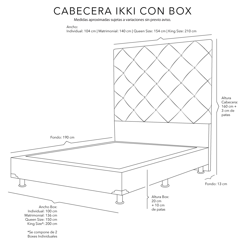 Foto 5 pulgar | Cabecera Dicasa Ikki Queen Size Negro+box Dicasa Queen Size  Negro+colchón Spring Air Cardona