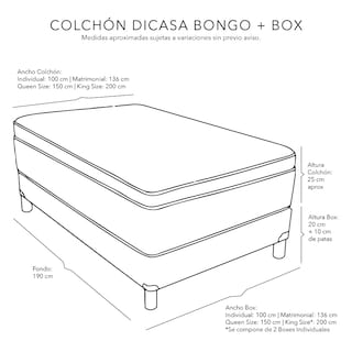 Foto 8 | Colchón Dicasa Bongo Queen Size + Box Dicasa Azúl Marino + Edredón Homy