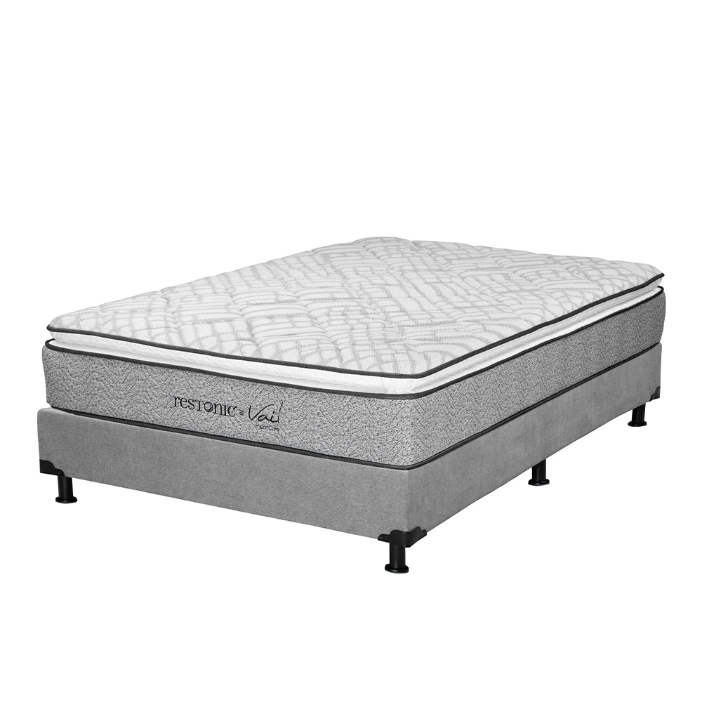 Foto 3 | Colchón Restonic Vail + Box Dicasa Gris King Size + 2 Almohadas Trinity Sábanas Trinity