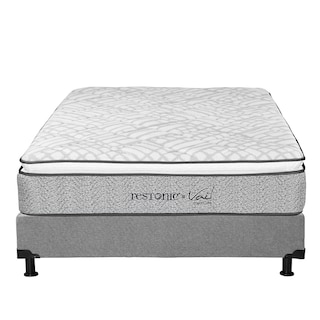 Foto 2 | Colchón Restonic Vail + Box Dicasa Gris Matrimonial + 2 Almohadas Trinity