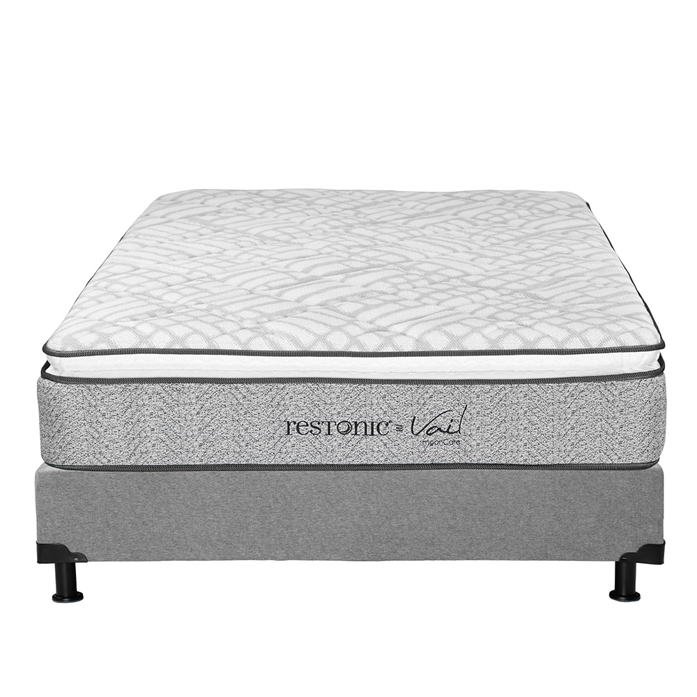 Foto 2 | Colchón Restonic Vail + Box Dicasa Gris Queen Size + 2 Almohadas Trinity