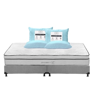 Foto 1 | Colchón Restonic Lipa + Box Dicasa Color Gris King Size + 2 Almohadas Trinity