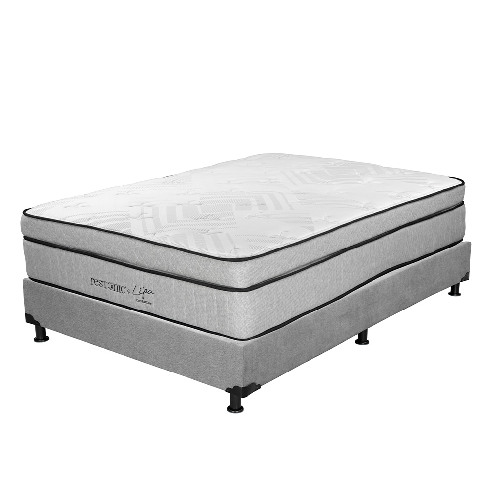 Foto 3 | Colchón Restonic Lipa + Box Dicasa Color Gris King Size + 2 Almohadas Trinity