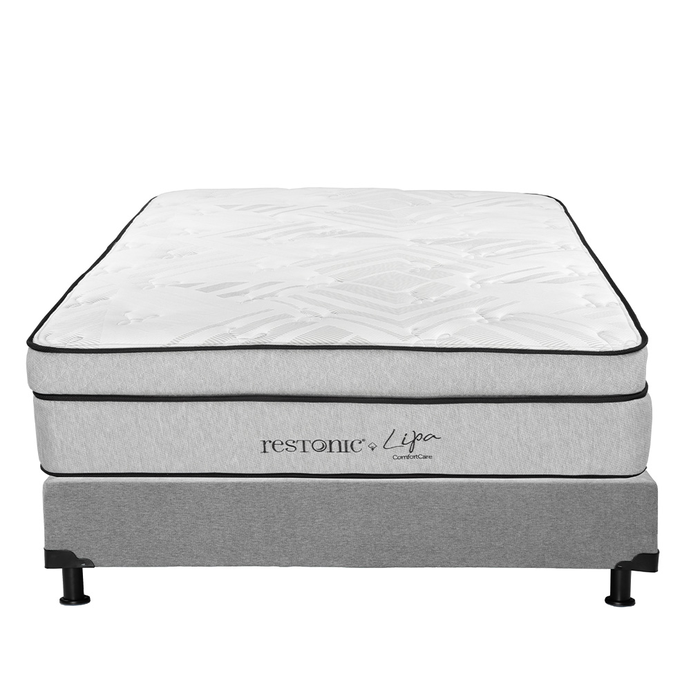 Foto 2 | Colchón Restonic Lipa + Box Dicasa Color Gris Matrimonial + 2 Almohadas Trinity
