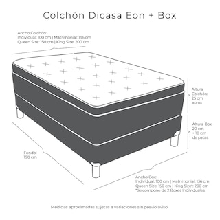 Foto 6 | Colchón Dicasa Eon King Size + Box Dicasa + Sábanas Royal