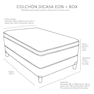 Foto 6 | Colchón Dicasa Eon Queen Size + Box Dicasa + Sábanas Softy