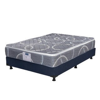 Foto 3 | Colchón Restonic Bongo + Box Dicasa Azul Matrimonial + 2 Almohadas Trinity + Sábanas Trinity