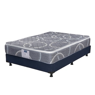Foto 3 | Colchón Restonic Bongo + Box Dicasa Azul Queen Size + 2 Almohadas Trinity + Protector Trinity
