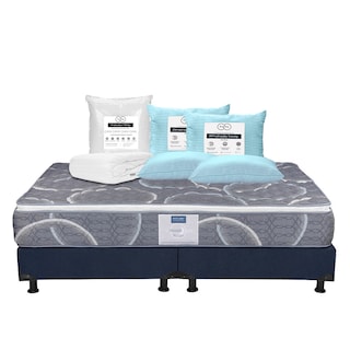 Foto 1 | Colchón Restonic Bongo + Box Dicasa Azul King Size + 2 Almohadas Trinity + Protector Trinity