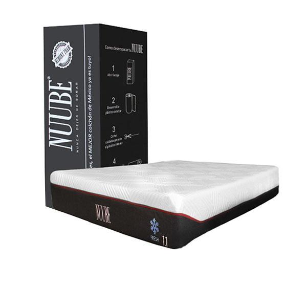 Colchón Memory Foam Queen Size Nuube 1.1 color Blanco Empacado en Caja