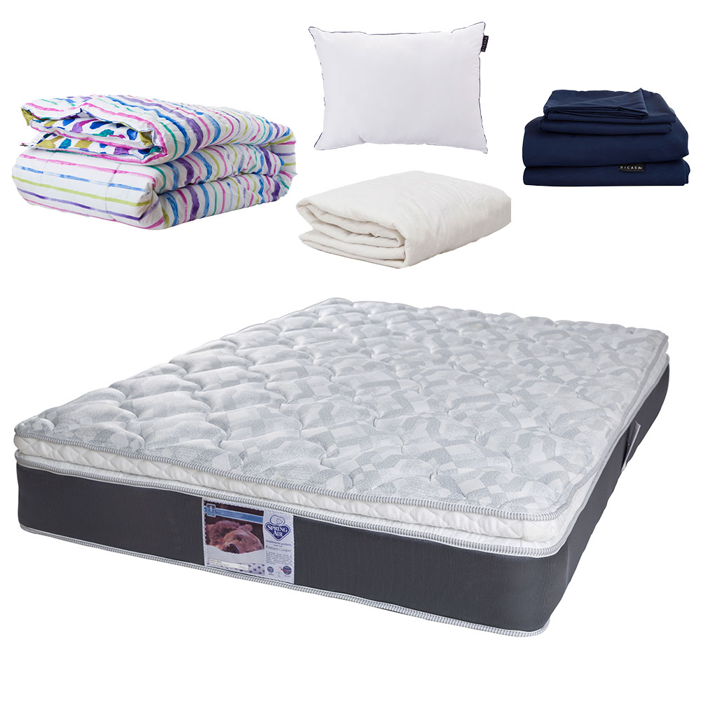 Foto 1 | Colchón Spring Air Marte color Gris Matrimonial más Almohada One más Sábanas Softy más Protector de Colchón y Edredó