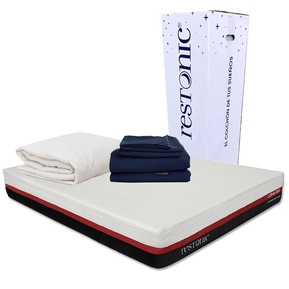 Colchón En Caja Restonic Roll Matrimonial + Protector De Colchón + Sábanas Softy $6,449