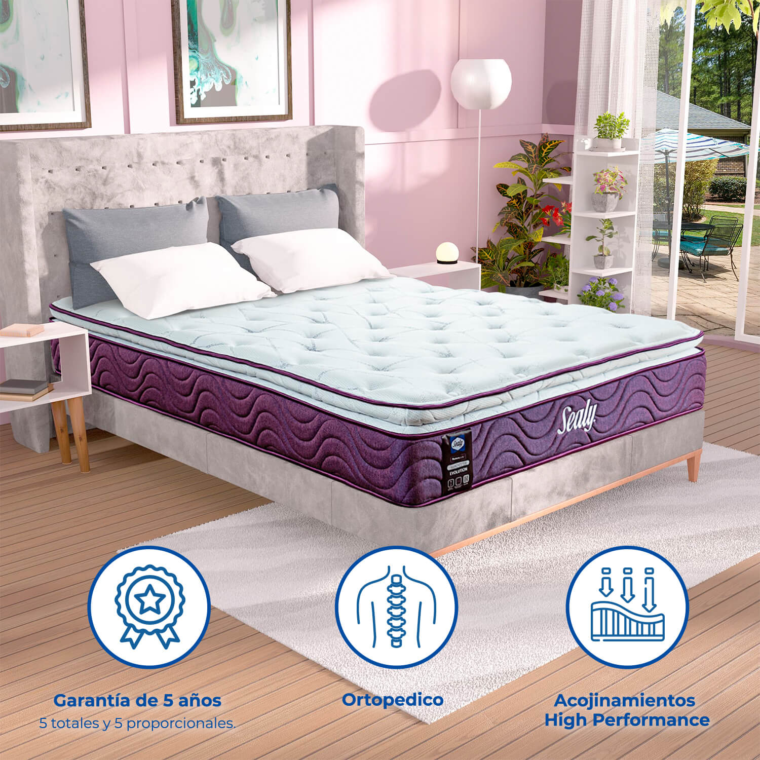 Foto 3 | Colchón King Size Sealy New Manchester color Blanco