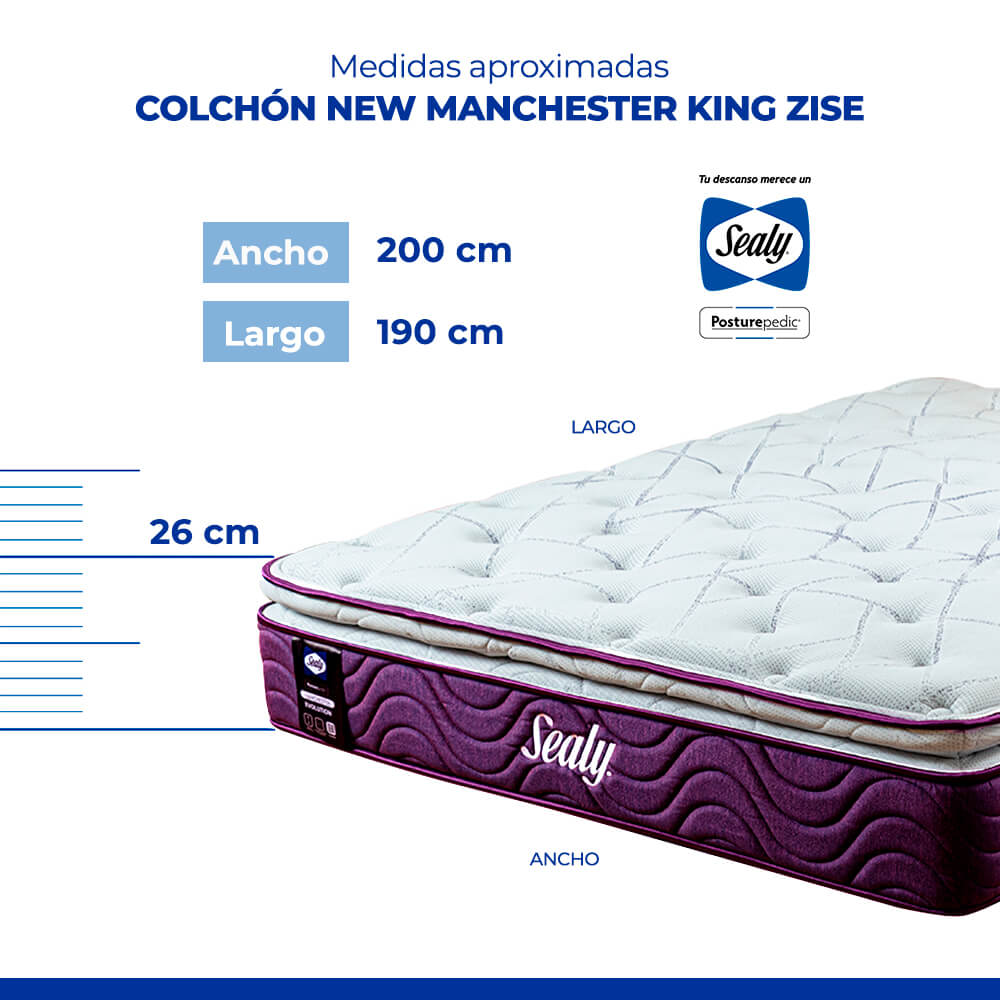 Foto 6 pulgar | Colchón King Size Sealy New Manchester color Blanco