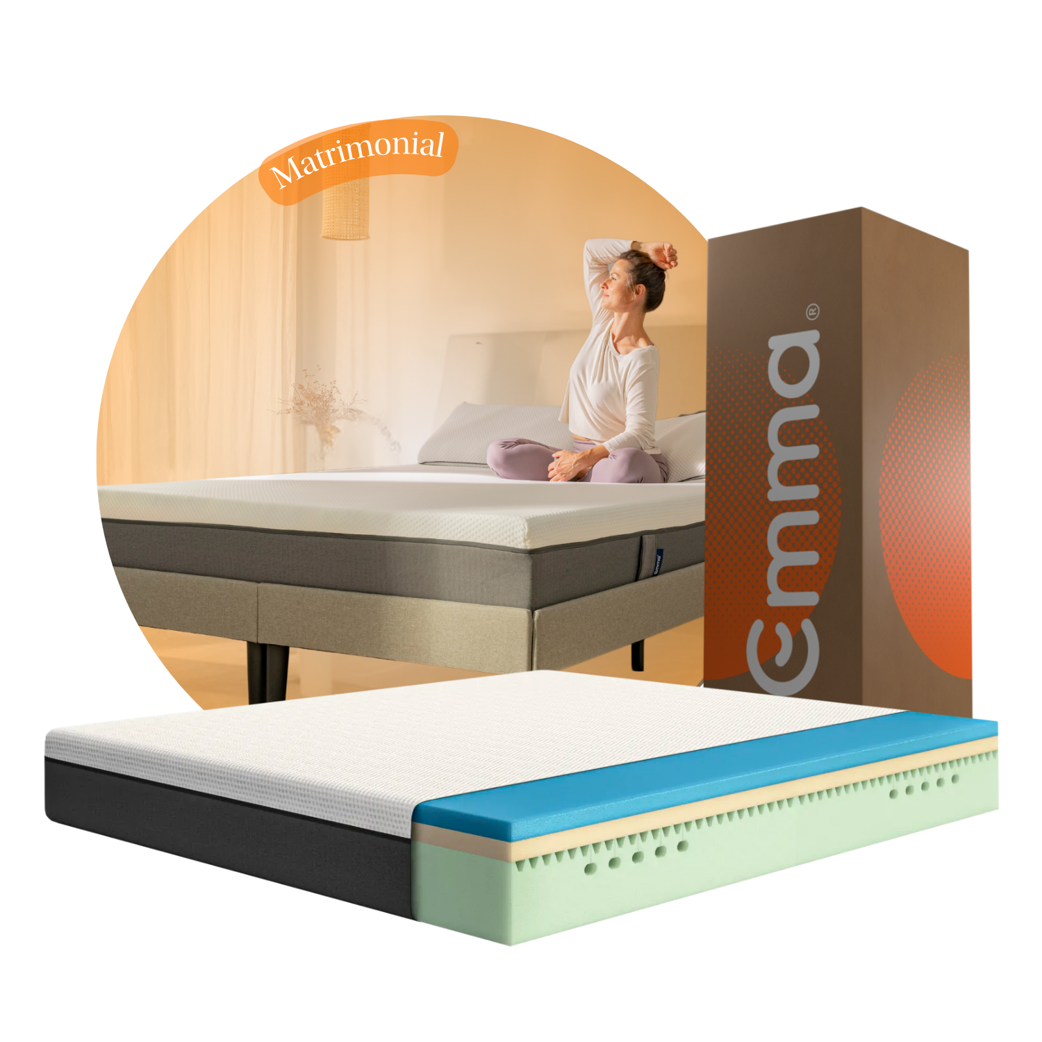 Colchón Memory Foam Emma Original Matrimonial Color Blanco